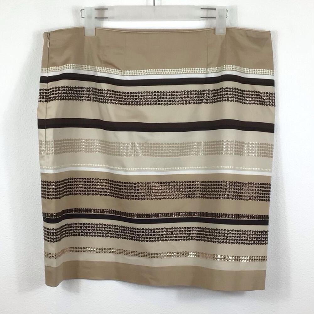 White House Black Market Striped Embellished Straight Skirt size 14